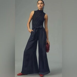 By Anthropologie Silk Organza Wide-Leg Pants